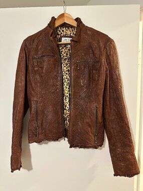 Zini Signature Leather Jacket, Size Small
